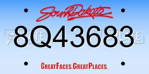 8Q43683 South Dakota License Plate