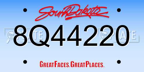 8Q44220 South Dakota License Plate