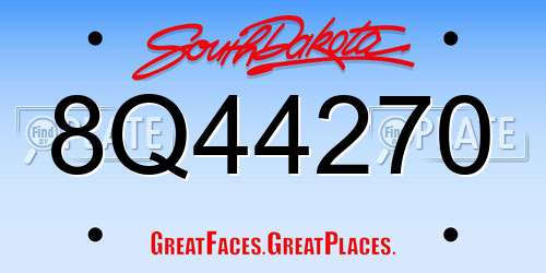 8Q44270 South Dakota License Plate