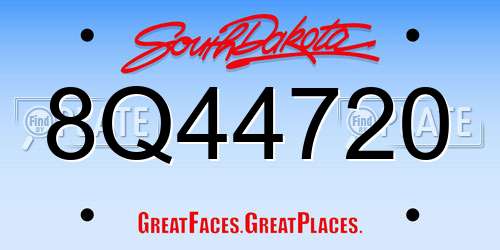8Q44720 South Dakota License Plate
