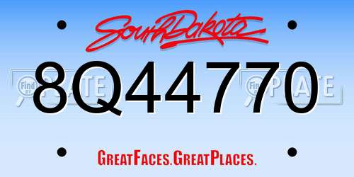 8Q44770 South Dakota License Plate