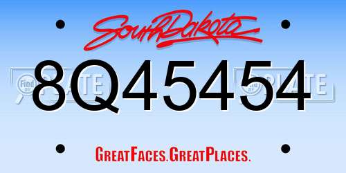 8Q45454 South Dakota License Plate