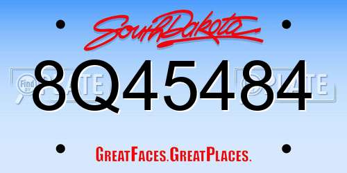 8Q45484 South Dakota License Plate