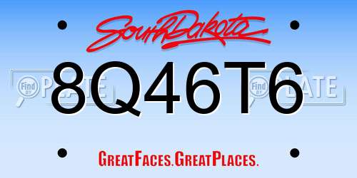 8Q46T6 South Dakota License Plate
