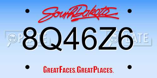 8Q46Z6 South Dakota License Plate