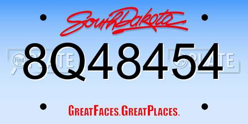 8Q48454 South Dakota License Plate