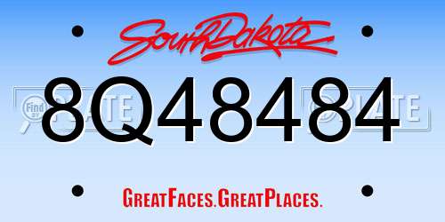 8Q48484 South Dakota License Plate