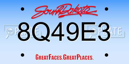 8Q49E3 South Dakota License Plate
