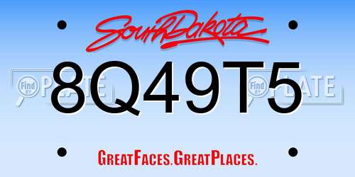 8Q49T5 South Dakota License Plate