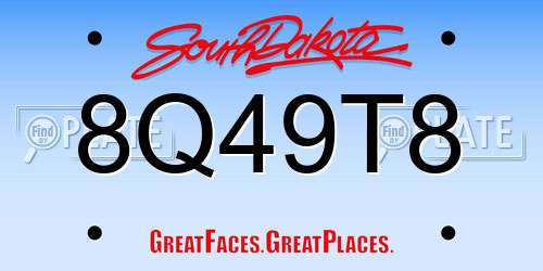 8Q49T8 South Dakota License Plate