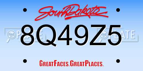 8Q49Z5 South Dakota License Plate
