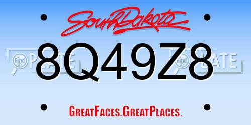 8Q49Z8 South Dakota License Plate