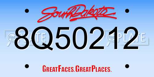 8Q50212 South Dakota License Plate