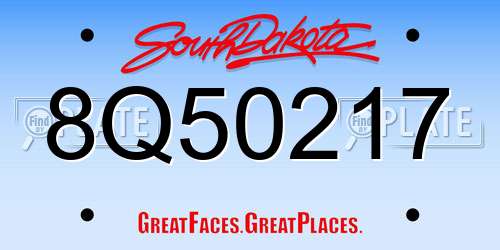 8Q50217 South Dakota License Plate