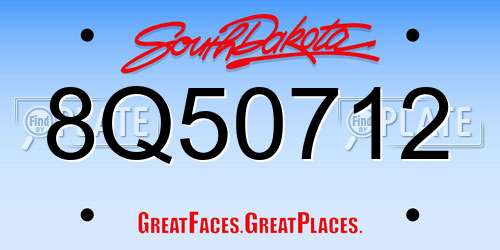 8Q50712 South Dakota License Plate