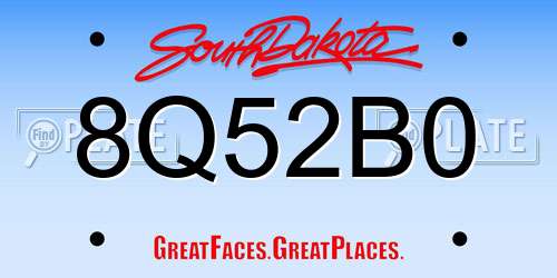 8Q52B0 South Dakota License Plate