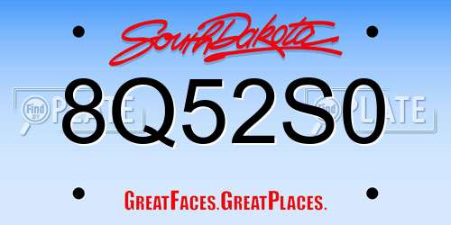 8Q52S0 South Dakota License Plate