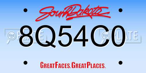 8Q54C0 South Dakota License Plate