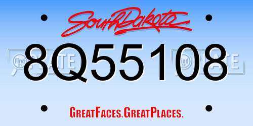 8Q55108 South Dakota License Plate