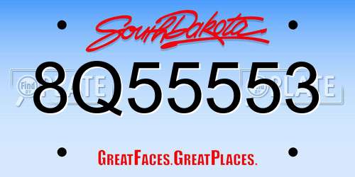 8Q55553 South Dakota License Plate