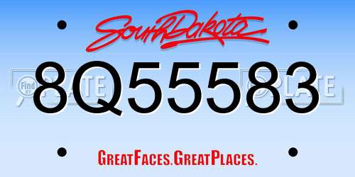 8Q55583 South Dakota License Plate