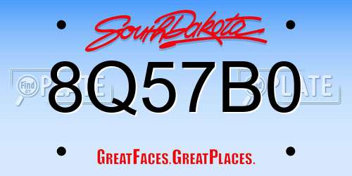 8Q57B0 South Dakota License Plate