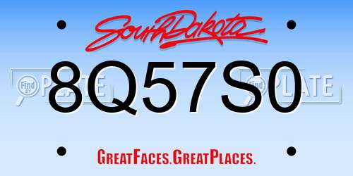 8Q57S0 South Dakota License Plate