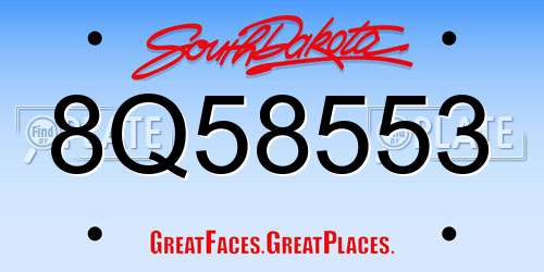 8Q58553 South Dakota License Plate