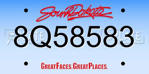 8Q58583 South Dakota License Plate