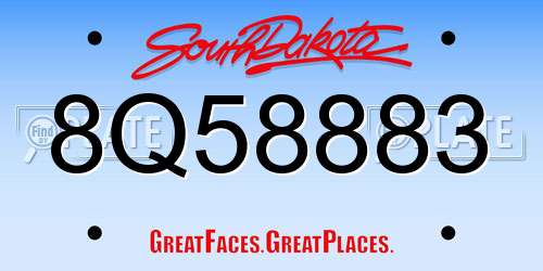 8Q58883 South Dakota License Plate