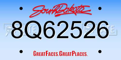 8Q62526 South Dakota License Plate