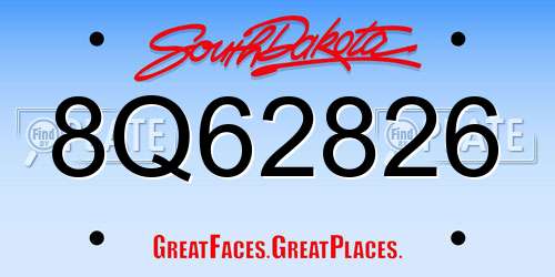 8Q62826 South Dakota License Plate