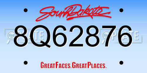 8Q62876 South Dakota License Plate