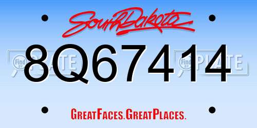 8Q67414 South Dakota License Plate