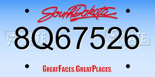 8Q67526 South Dakota License Plate
