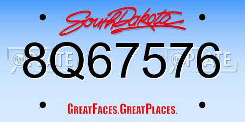 8Q67576 South Dakota License Plate