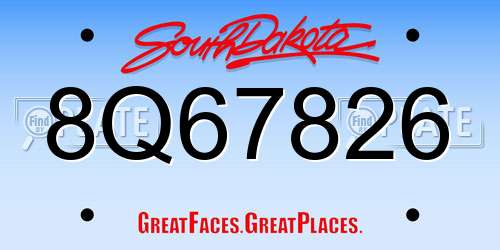 8Q67826 South Dakota License Plate