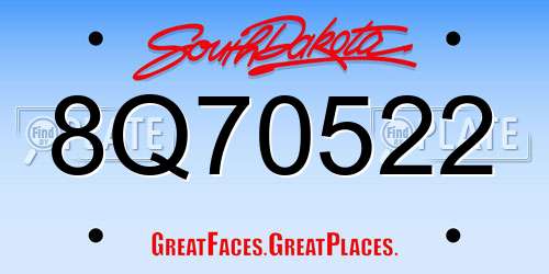 8Q70522 South Dakota License Plate