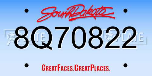 8Q70822 South Dakota License Plate