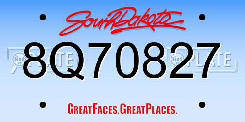 8Q70827 South Dakota License Plate