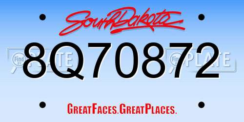 8Q70872 South Dakota License Plate