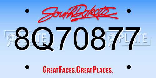 8Q70877 South Dakota License Plate