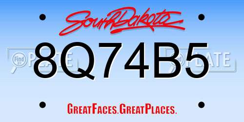 8Q74B5 South Dakota License Plate