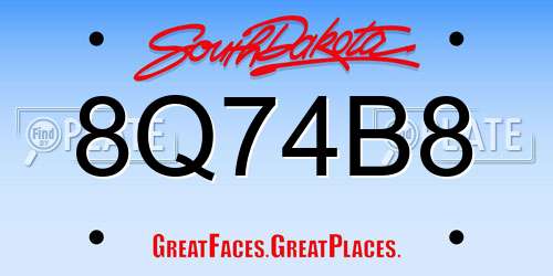 8Q74B8 South Dakota License Plate