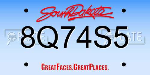 8Q74S5 South Dakota License Plate