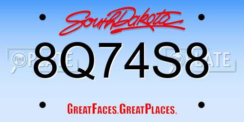8Q74S8 South Dakota License Plate