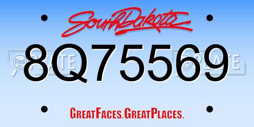 8Q75569 South Dakota License Plate