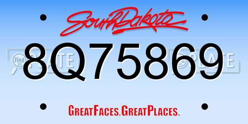 8Q75869 South Dakota License Plate