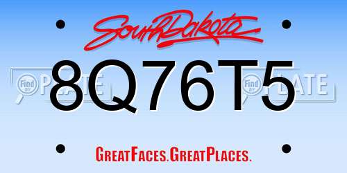 8Q76T5 South Dakota License Plate