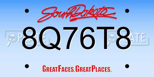8Q76T8 South Dakota License Plate